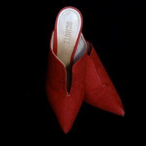 Red Schutz Pointed Toe Mules - A Pop of Color for Your Step!